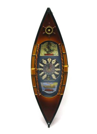 Ключниця "Лодка з годинником" (фото 13x18 см) (49,5х15х10 см)