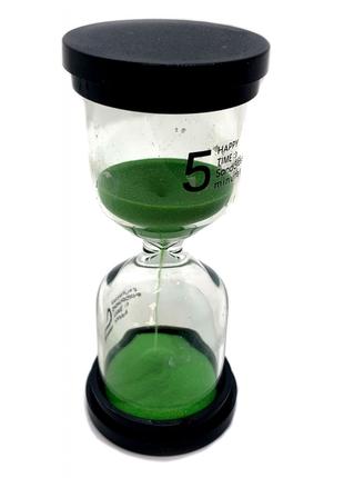 Годинник пісочний (5 хвилин) "Зелений пісок" (10.5х4,5х4,5 см)