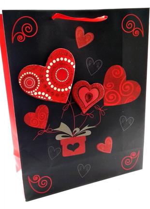 Пакет подарочный картонный с аппликацией"Love" (30х38х12 см)