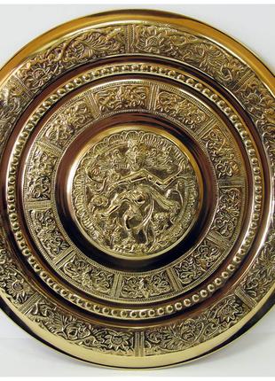 Тарелка настенная бронзовая "Танцующий Шива" (d-31 см)