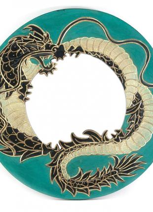 Зеркало мозаичное зеленый "Дракон" (d-30 cм)