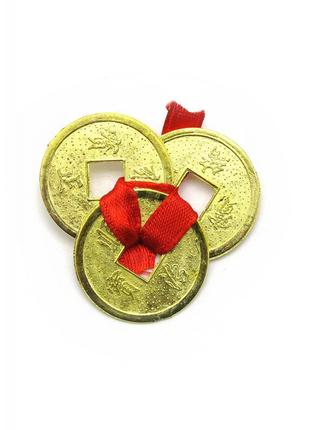 Монеты (3шт)(2.5 см) в кошелек золотые красная ленточка (100 ш...