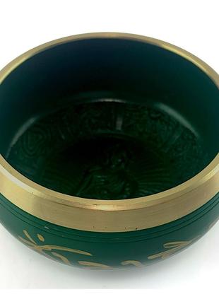 Чаша поющая бронзовая " Будда" зеленая (11х10.2х5 см)