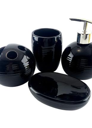Набор для ванной керамический черный(17х14х10 см)