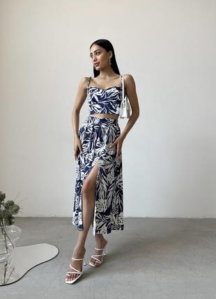 Комплект юбка с топом portofino сине-белый размер 46-48