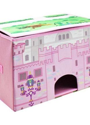 Корзинка для игрушек с ковриком розовая
