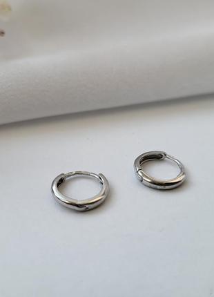 Серебряная сережка кольцо 12 мм поштучно серебро 925  56058 1.00г
