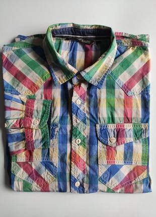 Рубашка tom tailor , разноцветная клетка , винтаж  р. l