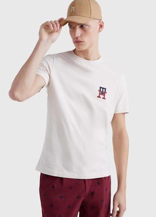 Tommy hilfiger мужская белая футболка essential monogram tee