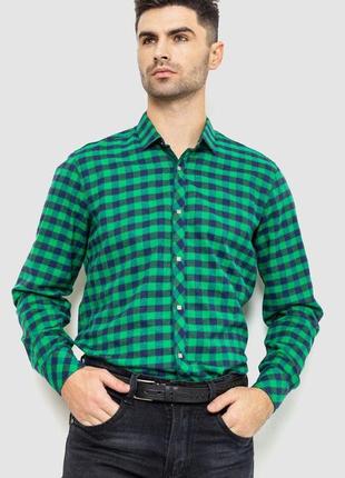 Рубашка мужская в клетку байковая, цвет зелено-синий, 214r15-3...