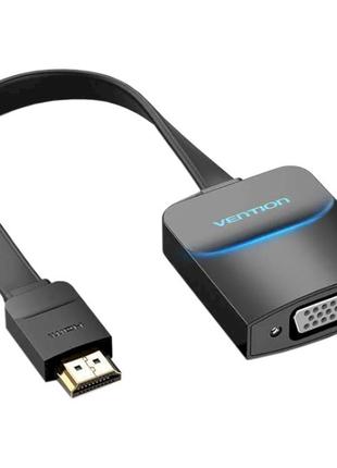 Конвертер-переходник Vention Flat HDMI to VGA +Audio 0.15м Bla...