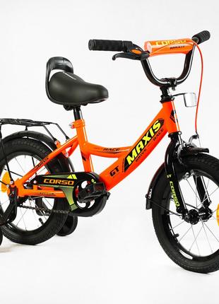 Детский стальной велосипед Corso Maxis 14" ручной тормоз, сиде...