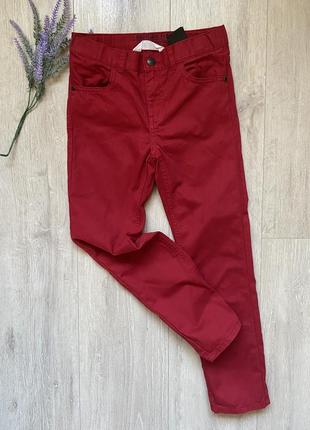 💋красные брюки коттоновые брюки h&amp;m 7,8 лет