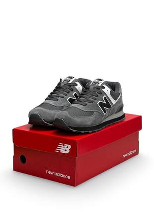 Чоловічі кросівки new balance 574 dark gray white reflective