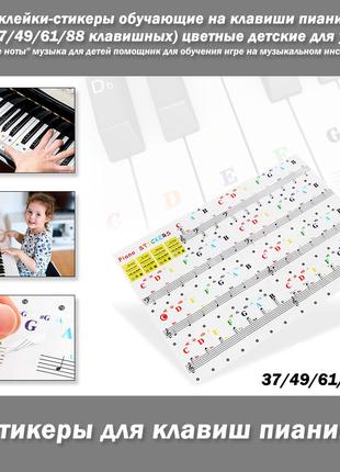 Наклейки-стикеры обучающие на клавиши пианино (для 37/49/61/88...