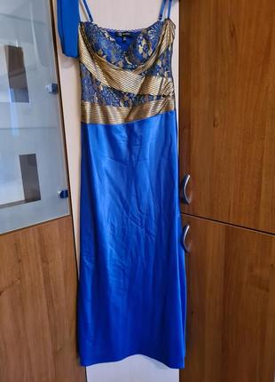 Женское элегантное платье длинное rengin синее