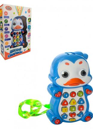 Детский развивающий телефон пингвин с проектором (укр. язык) m...