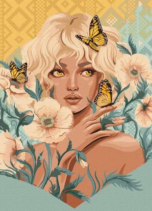 Картина за номерами "дівчина з метеликами" ©pollypop92  kho254...