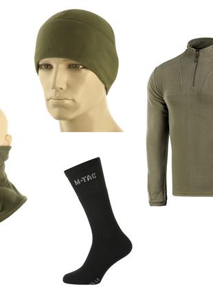 M-tac комплект кофта тактична, шапка, баф, шкарпетки олива ЗСУ