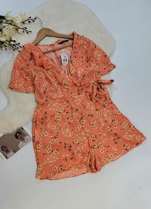 Комбинезон юбка - шорты в принт цветов