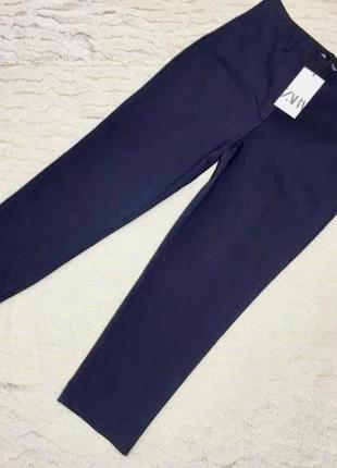 Женские классические брюки штаны зара zara темно синие размер l