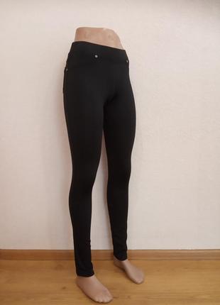 Черные женские брюки -лосины, размер xs