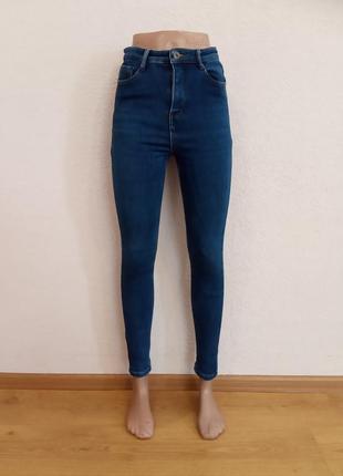 Теплые женские джинсы на флисе, цвет синий