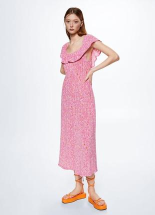 Платье женское розовое цветочный принт