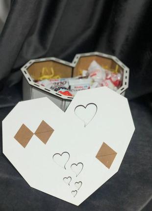 Подарочная коробка сердце деревянная на день рождения праздник...