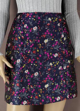 Брендовая жаккардовая юбка "oasis" с цветочным принтом. размер...
