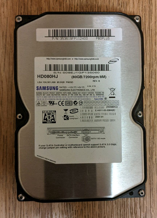 Жёсткий диск(винчестер) Samsung HD080HJ (80Gb/7200rpm)+шлейф SATA