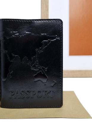 Обложка на паспорт необычная натуральная кожа черный арт.a1-1-...