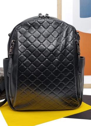 Женская сумка-рюкзак натуральная кожа черный арт.23-60 black b...