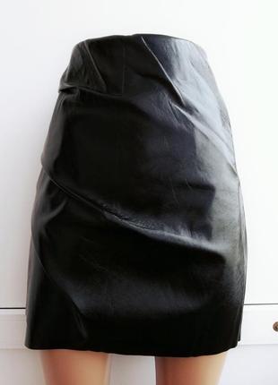 Спідниця жіноча чорна вініл міні під екошкіру