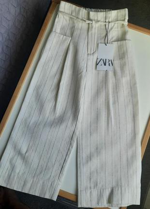 Льняные брюки в полоску zara 6 лет (116 см)