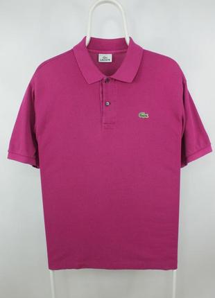Красивое винтажное поло lacoste dark pink cotton regular fit p...