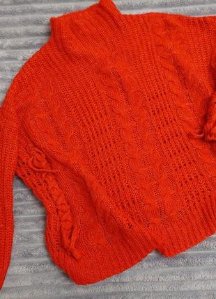 Красный свитер с шнуровками,размер s-m-l