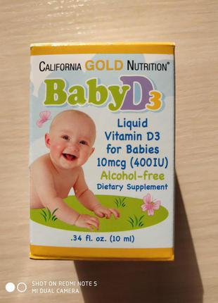Витамин Д3 для детей, в каплях 10 мл, California gold iHerb