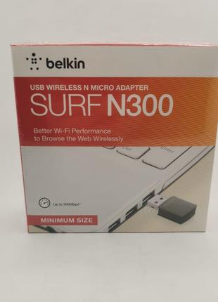 Wi-Fi адаптер Belkin N300 Micro Wireless USB Adapter Беспровод...