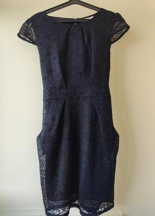 Кружевное черное платье / классическое платье с карманами