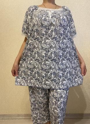 Пижама женская с бриджами Турция Супербатал Бабочки 64-66р