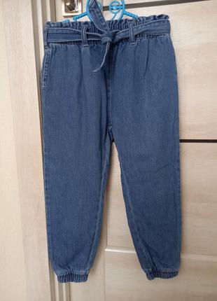 Модные фирменные джинсы свободные джоггеры штаны на высокой по...