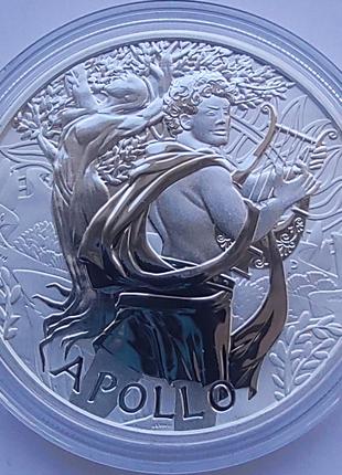 Серебряная монета "Аполлон" серии "Боги Олимпа", Тувалу, 1 унц...
