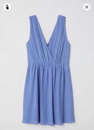 Новое голубое шифоновое платье h&m l платье на запах короткое ...