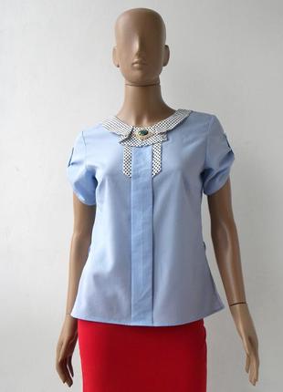 Изысканная голубая блуза из шифоновой ткани 44-46 размеры (38-...