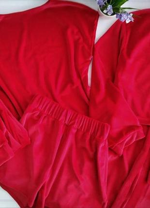 💙женский велюровый комплект 4в1: халат-кимоно с поясом, брюки,...