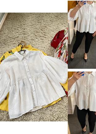 Шикарная белоснежная блуза оверсайз с обьемными рукавами,zara,...