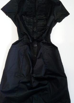 Черное платье сафари мини 46 размер футляр офисное новое