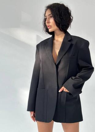 Стильный пиджак оверсайз с карманами, женский пиджак oversize