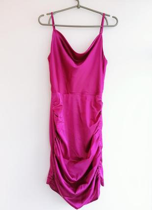 Платье женское розовое малиновое мини сатин